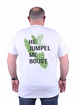 Starbattal Büyük Beden Sıfır Yaka Tişört Jumpel 23109 BEYAZ