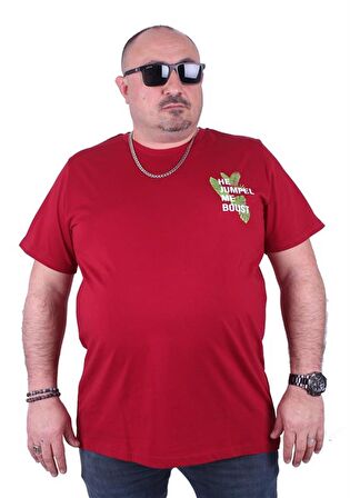 Starbattal Büyük Beden Sıfır Yaka Tişört Jumpel 23109 BORDO