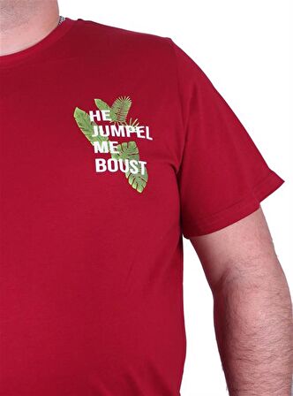 Starbattal Büyük Beden Sıfır Yaka Tişört Jumpel 23109 BORDO