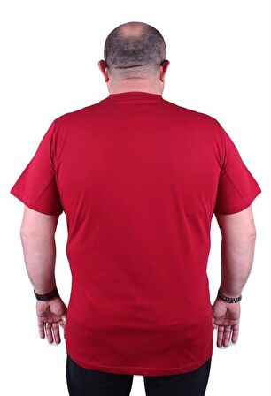 Starbattal Büyük Beden Sıfır Yaka Tişört Wings 23112 BORDO