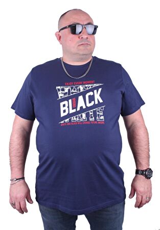 Starbattal Büyük Beden Erkek Baskılı Tişört Black 23127 Marin
