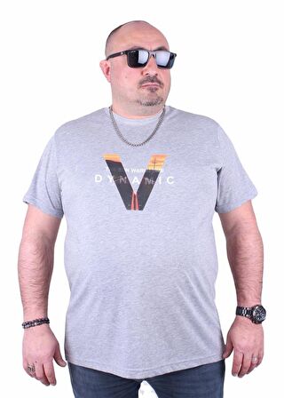 Starbattal Büyük Beden Erkek Baskılı Tişört Dynamic 23133 GRI MELANJ