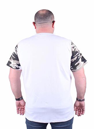 Starbattal Büyük Beden Cepli Camouflage Erkek Tişört 23145 BEYAZ
