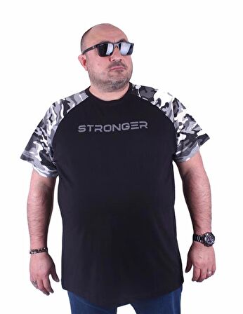 Starbattal Büyük Beden Raglan Sleeve Camouflage Erkek Tişört 23146 FUME