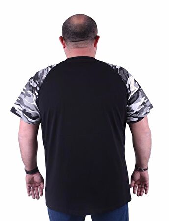 Starbattal Büyük Beden Raglan Sleeve Camouflage Erkek Tişört 23146 FUME