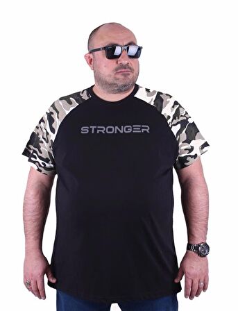 Starbattal Büyük Beden Raglan Sleeve Camouflage Erkek Tişört 23146 HAKI