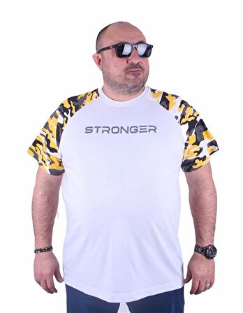 Starbattal Büyük Beden Raglan Sleeve Camouflage Erkek Tişört 23146 HARDAL