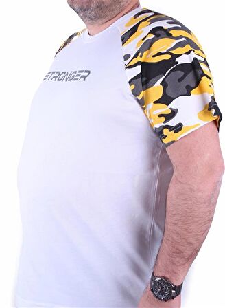 Starbattal Büyük Beden Raglan Sleeve Camouflage Erkek Tişört 23146 HARDAL