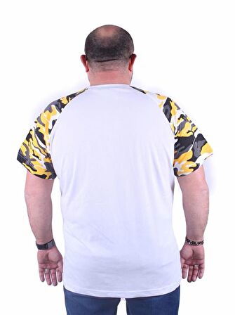 Starbattal Büyük Beden Raglan Sleeve Camouflage Erkek Tişört 23146 HARDAL