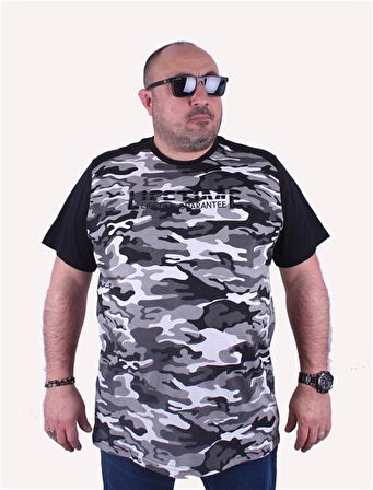 Starbattal Büyük Beden Shoulder Line Camouflage Erkek Tişört 23147 FUME