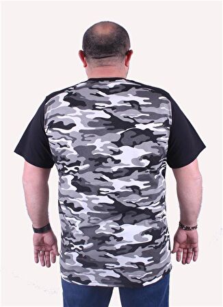 Starbattal Büyük Beden Shoulder Line Camouflage Erkek Tişört 23147 FUME