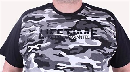 Starbattal Büyük Beden Shoulder Line Camouflage Erkek Tişört 23147 FUME