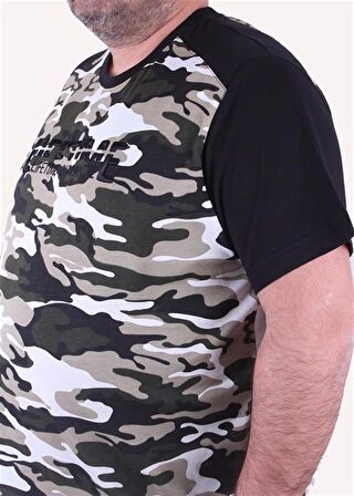 Starbattal Büyük Beden Shoulder Line Camouflage Erkek Tişört 23147 HAKI