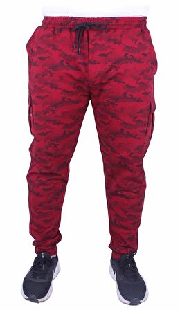 Starbattal Battal Beden 2ip Likralı Eşofman Altı Honeycomb Camouflage 23502 BORDO