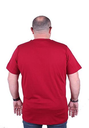 Starbattal Erkek Büyük Beden Sıfır Yaka Tişört DOP 23176 BORDO