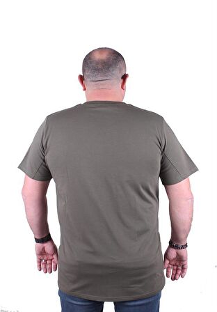 Starbattal Erkek Büyük Beden Sıfır Yaka Tişört DOP 23176 HAKI
