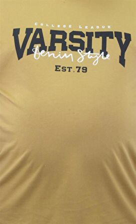 Starbattal Erkek Büyük Beden Sıfır Yaka Tişört Varsity 23184 Limon