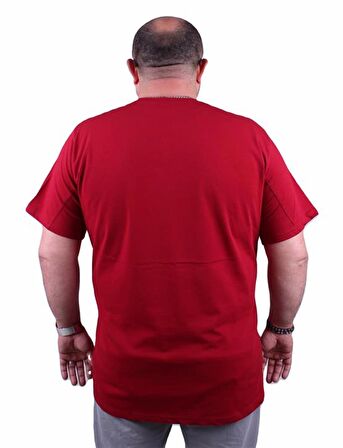 Starbattal Erkek Büyük Beden Sıfır Yaka Cepli Tişört 23185 BORDO