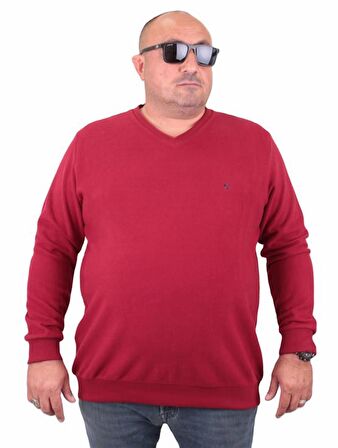 Starbattal Büyük Beden Selanik V Yaka Classic Sweat 23201 BORDO