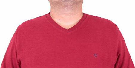 Starbattal Büyük Beden Selanik V Yaka Classic Sweat 23201 BORDO