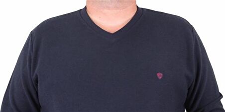 Starbattal Büyük Beden Selanik V Yaka Classic Sweat 23201 LACIVERT