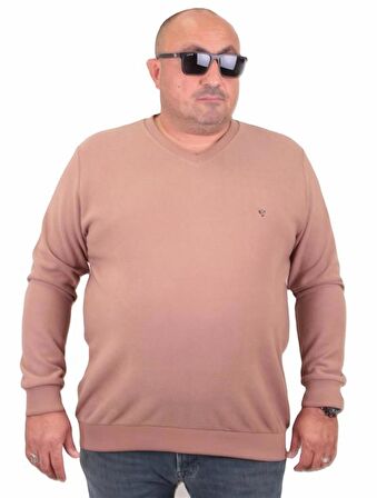 Starbattal Büyük Beden Selanik V Yaka Classic Sweat 23201 S.KAHVE