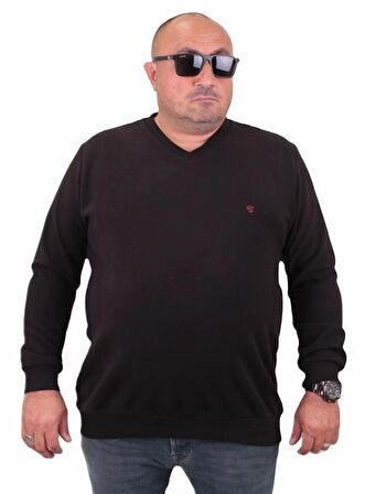 Starbattal Büyük Beden Selanik V Yaka Classic Sweat 23201 SIYAH