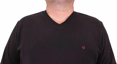 Starbattal Büyük Beden Selanik V Yaka Classic Sweat 23201 SIYAH