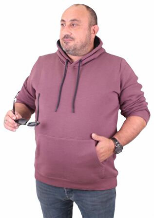 Starbattal Büyük Beden Erkek Basic Sweat Kapüşonlu 11700 Eflatun