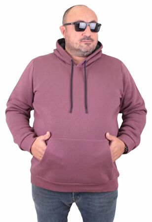 Starbattal Büyük Beden Erkek Basic Sweat Kapüşonlu 11700 Eflatun