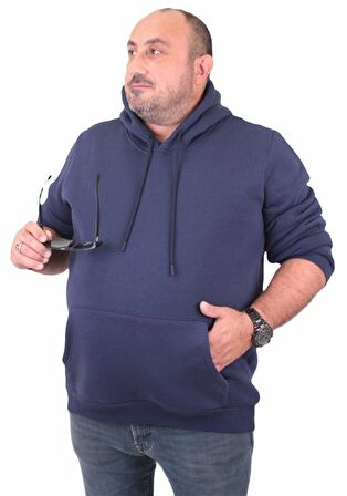 Starbattal Büyük Beden Erkek Basic Sweat Kapüşonlu 11700 INDIGO
