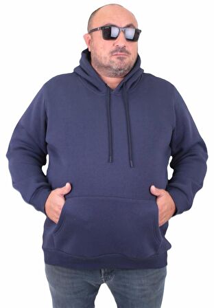 Starbattal Büyük Beden Erkek Basic Sweat Kapüşonlu 11700 INDIGO