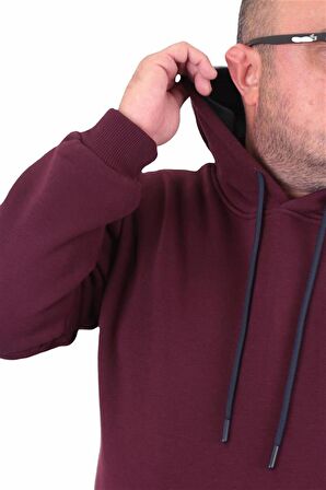 Starbattal Büyük Beden Erkek Basic Sweat Kapüşonlu 11700 MURDUM