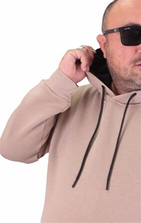 Starbattal Büyük Beden Erkek Basic Sweat Kapüşonlu 11700 TOPRAK
