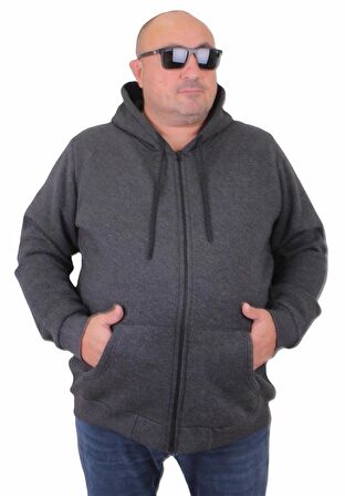 Starbattal Büyük Beden Unisex Kapüşonlu 3ip Sweat 11701 ANTRASİT MELANJ