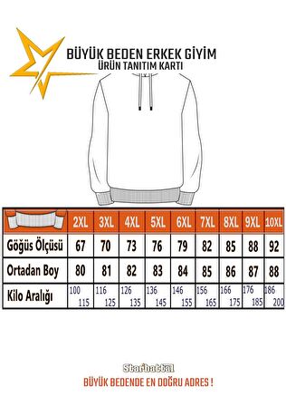 Starbattal Büyük Beden Unisex Kapüşonlu 3ip Sweat 11701 ANTRASİT MELANJ