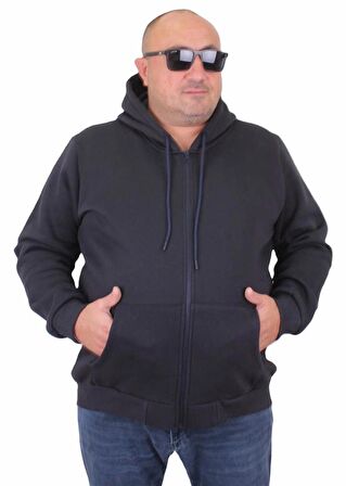 Starbattal Büyük Beden Unisex Kapüşonlu 3ip Sweat 11701 LACIVERT