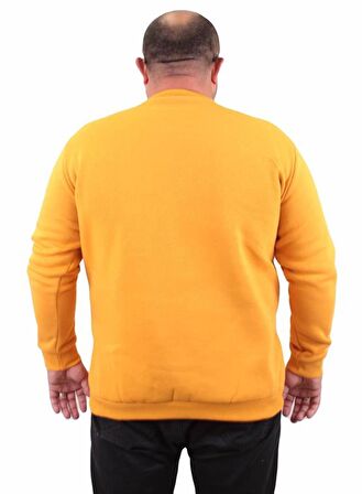 Starbattal Erkek Büyük Beden Sıfır Yaka Sweat Only Free 23202 HARDAL