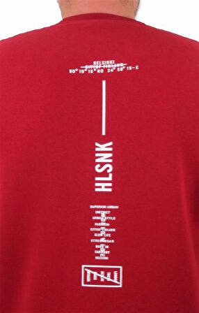 Starbattal Erkek Büyük Beden Sıfır Yaka Sweat Hlsnk 23204 BORDO