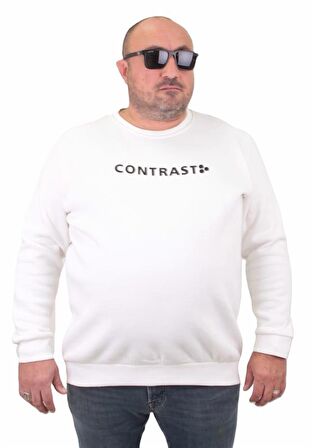 Starbattal Erkek Büyük Beden Sıfır Yaka Sweat Bless 23205 EKRU