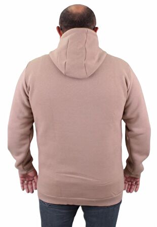 Starbattal Erkek Büyük Beden Kapuşonlu Sweat Paris 23209 TOPRAK