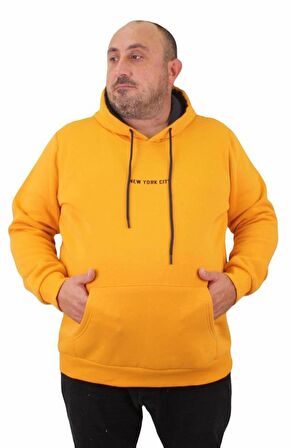 Starbattal Erkek Büyük Beden Kapuşonlu Sweat Danger 23212 HARDAL