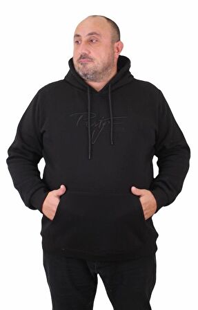 Starbattal Erkek Büyük Beden Kapuşonlu Sweat Prstge Paris 23208 SIYAH