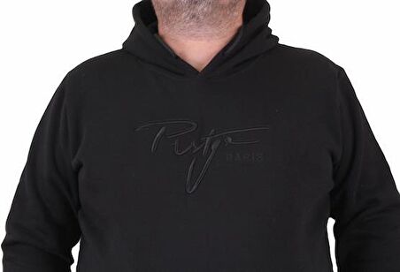 Starbattal Erkek Büyük Beden Kapuşonlu Sweat Prstge Paris 23208 SIYAH