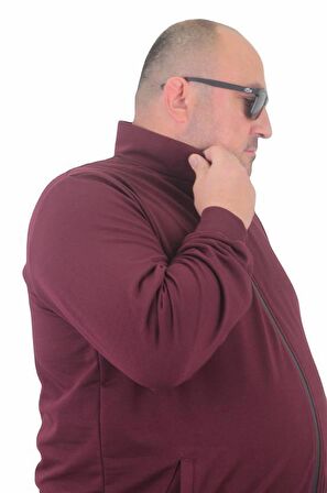 Starbattal Büyük Beden Basic Mevsimlik Fermuarlı Sweatshirt 22750 MURDUM