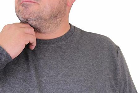 Starbattal Büyük Beden Sıfır Yaka Classic Sweat 23216 ANTRASIT