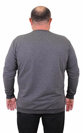 Starbattal Büyük Beden Sıfır Yaka Classic Sweat 23216 ANTRASIT