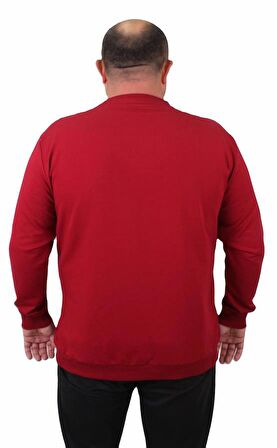 Starbattal Büyük Beden Sıfır Yaka Classic Sweat 23216 BORDO