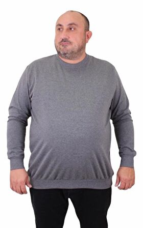 Starbattal Büyük Beden Sıfır Yaka Classic Sweat 23216 GRI