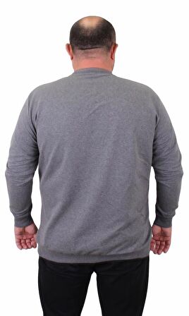 Starbattal Büyük Beden Sıfır Yaka Classic Sweat 23216 GRI